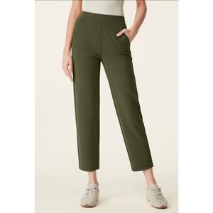OGL Women XS Forest Olive Mid Rise Tapered Pull On Pants Modal Straight Leg